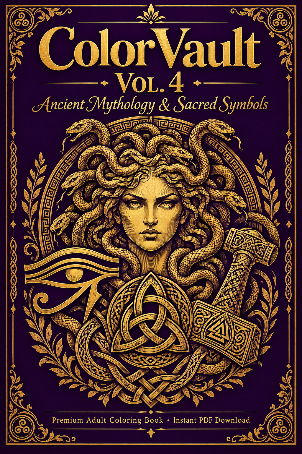 ColorVault Vol. 4 – Ancient Mythology & Sacred Symbols: A Premium Adult Coloring Book PDF