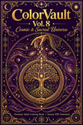 ColorVault Vol. 8 – Cosmic & Sacred Universe: A Premium Adult Coloring Book PDF